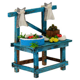 Banco pesce fresco presepe 10 cm napoletano azzurro 10x5x10 cm