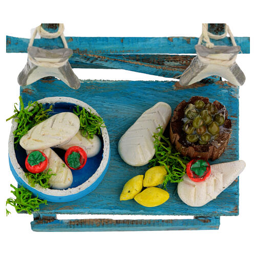 Fresh fish stand, Neapolitan nativity scene 10 cm blue 10x5x10 cm 4