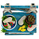 Fresh fish stand, Neapolitan nativity scene 10 cm blue 10x5x10 cm s4