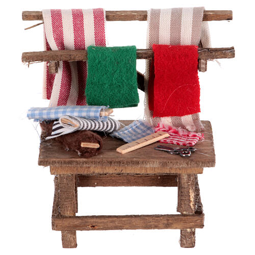 Tailor's workbench with scissors and ruler for 10 cm Neapolitan Nativity Scene, 10x5x5 cm 1