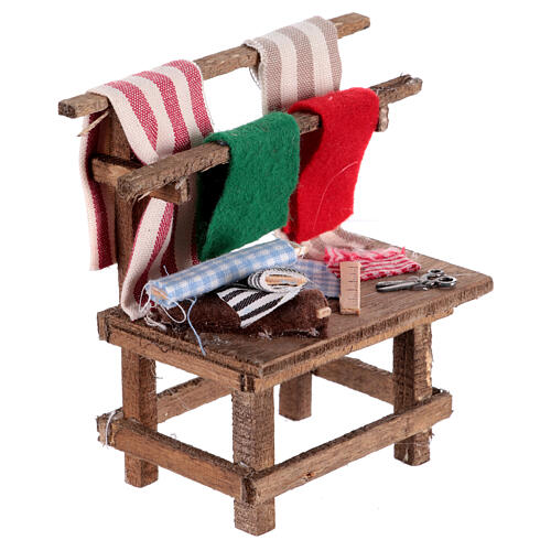 Tailor's workbench with scissors and ruler for 10 cm Neapolitan Nativity Scene, 10x5x5 cm 3