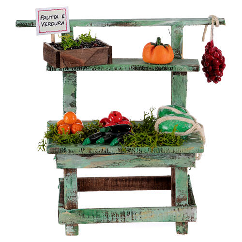 Fruit and vegetable stall for 10 cm Neapolitan Nativity Scene, 10x10x5 cm 1