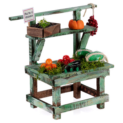 Stoisko do szopki neapolitańskiej 10 cm z owocami i warzywami, 10x10x5 cm 3