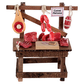 Village meat counter 10 cm Neapolitan nativity scene size 10x10x5 cm