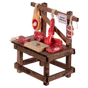 Village meat counter 10 cm Neapolitan nativity scene size 10x10x5 cm