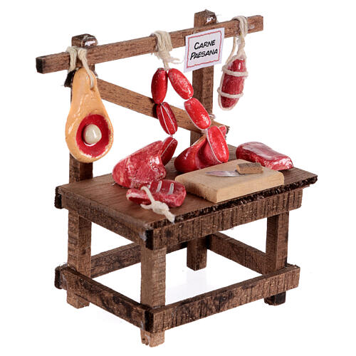 Village meat counter 10 cm Neapolitan nativity scene size 10x10x5 cm 3