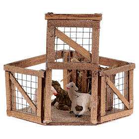 Cage avec moutons crèche napolitaine 10 cm 10x10x10 cm