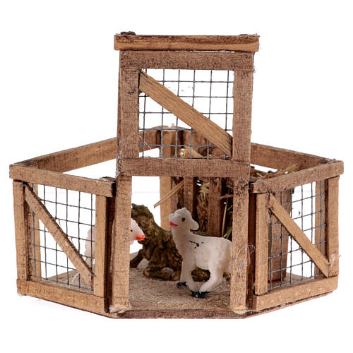 Cage avec moutons crèche napolitaine 10 cm 10x10x10 cm 1