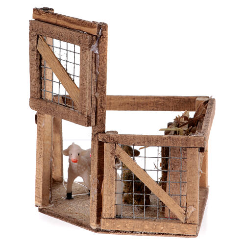 Cage avec moutons crèche napolitaine 10 cm 10x10x10 cm 2