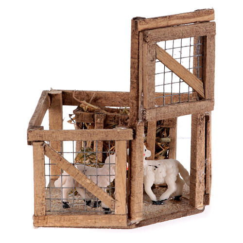 Cage avec moutons crèche napolitaine 10 cm 10x10x10 cm 3