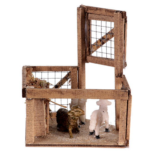 Cage avec moutons crèche napolitaine 10 cm 10x10x10 cm 4