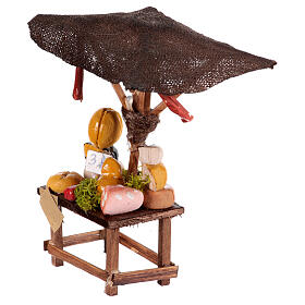 Deli stall with sunshade, 6-8 cm Neapolitan Nativity Scene, 10x10x10 cm