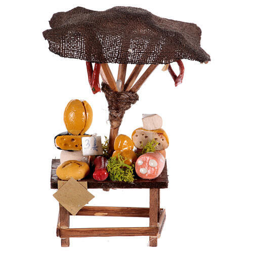 Deli stall with sunshade, 6-8 cm Neapolitan Nativity Scene, 10x10x10 cm 1