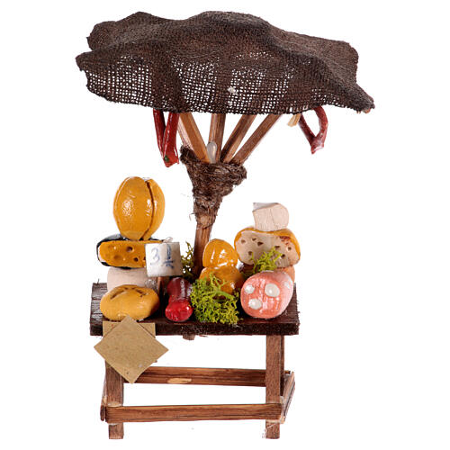 Neapolitan nativity scene stand with umbrella cured meats and cheeses 10x10x10 cm for 6-8 cm 1