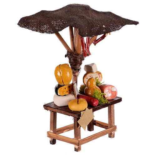 Neapolitan nativity scene stand with umbrella cured meats and cheeses 10x10x10 cm for 6-8 cm 3