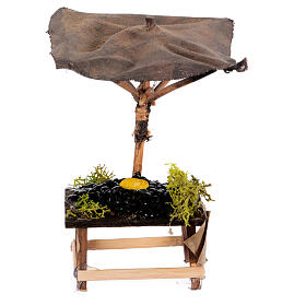 Stall with mussels and sunshade, 10x10x10 cm, for 6-8 cm Neapolitan Nativity Scene