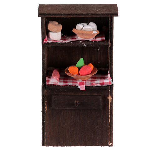 Credenza piccola presepe 8-10 cm napoletano frutta salumi formaggi 10x5x5 cm 1