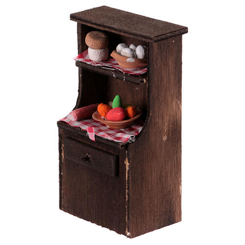 Credenza piccola presepe 8-10 cm napoletano frutta salumi formaggi 10x5x5 cm 2