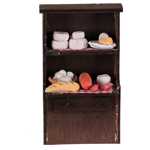 Big kitchen dresser with cheese and charcuterie, different models, for 10-12 cm Neapolitan Nativity Scene, 10x5x5 cm 1