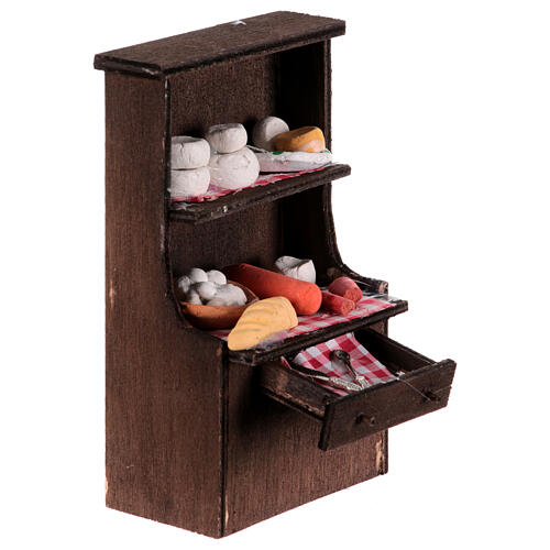 Big kitchen dresser with cheese and charcuterie, different models, for 10-12 cm Neapolitan Nativity Scene, 10x5x5 cm 2