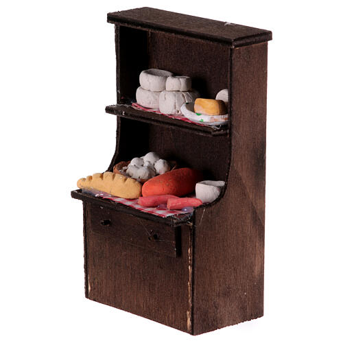 Big kitchen dresser with cheese and charcuterie, different models, for 10-12 cm Neapolitan Nativity Scene, 10x5x5 cm 3