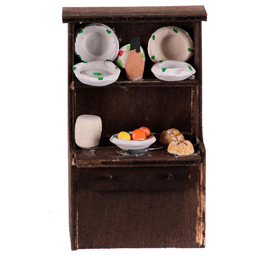 Big kitchen dresser with cheese and charcuterie, different models, for 10-12 cm Neapolitan Nativity Scene, 10x5x5 cm 5