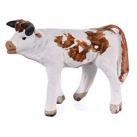 Mucca presepe napoletano bianca macchie altezza 6 cm