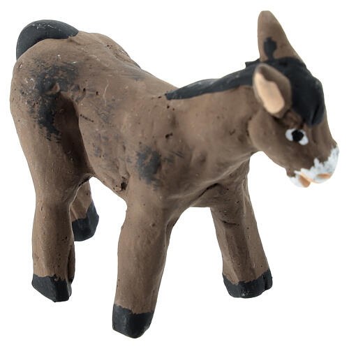 Dark donkey figurine Neapolitan nativity scene height 6 cm 3