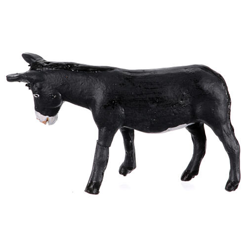 Esel stehend mit dunklem Schopf, Krippentier, neapolitanische Krippe, für 10 cm Krippe 2