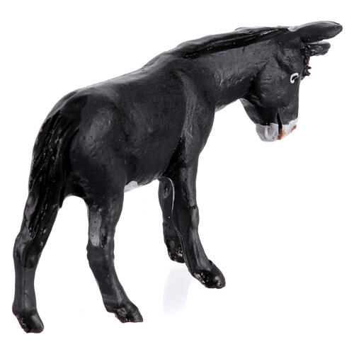 Esel stehend mit dunklem Schopf, Krippentier, neapolitanische Krippe, für 10 cm Krippe 3