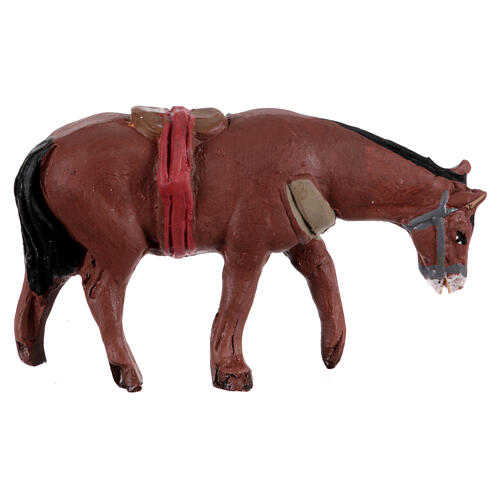 Pferd stehend mit Sattel, Krippentier, neapolitanische Krippe, für 10 cm Krippe 2