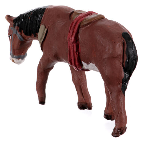 Standing horse with saddle for Neapolitan Nativity Scene, 10 cm tall 3