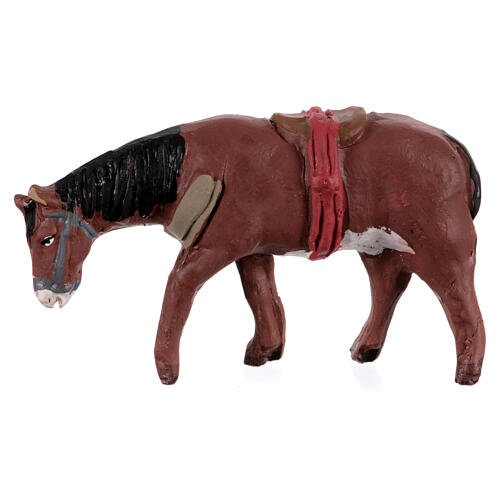 Standing horse with saddle, Neapolitan nativity scene, height 10 cm 1