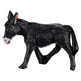Black donkey for Neapolitan Nativity Scene, h 8 cm