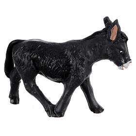 Black donkey for Neapolitan Nativity Scene, h 8 cm