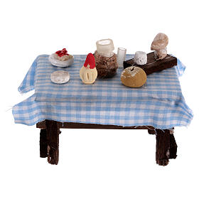 Medium table set with food and wine, 8 cm nativity scene
