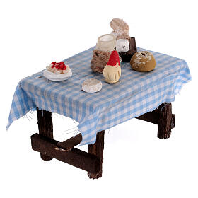 Medium table set with food and wine, 8 cm nativity scene