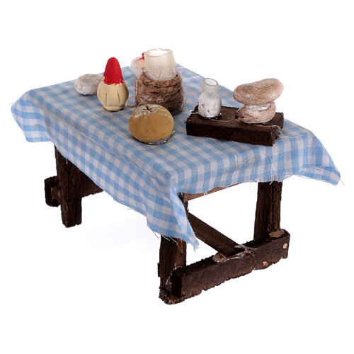 Medium table set with food and wine, 8 cm nativity scene 3