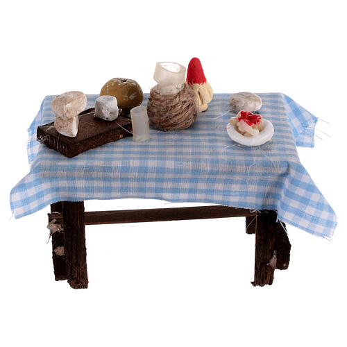 Medium table set with food and wine, 8 cm nativity scene 4