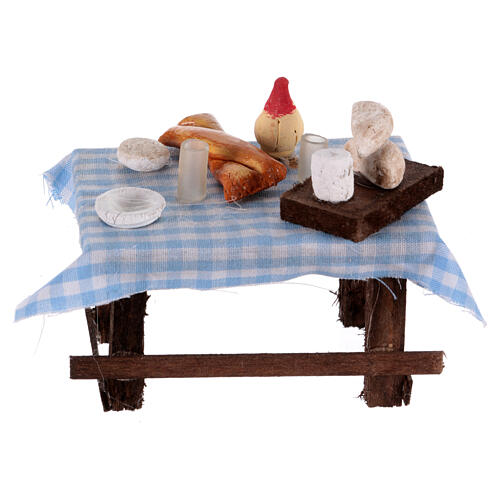 Small laden table with bread, cheese and wine for 6 cm Nativity Scene 4