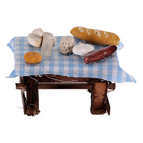 Dressed table with miniature cheese and charcuterie for 4 cm Nativity Scene