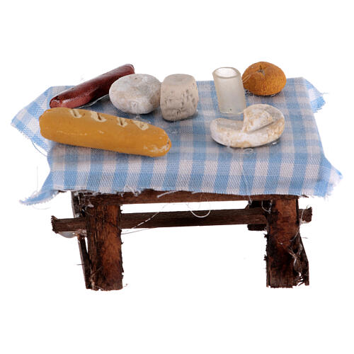 Dressed table with miniature cheese and charcuterie for 4 cm Nativity Scene 3