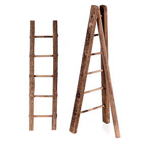 Set of 2 small ladders for 4-5 cm Neapolitan Nativity Scene, stepladder and tripod ladder