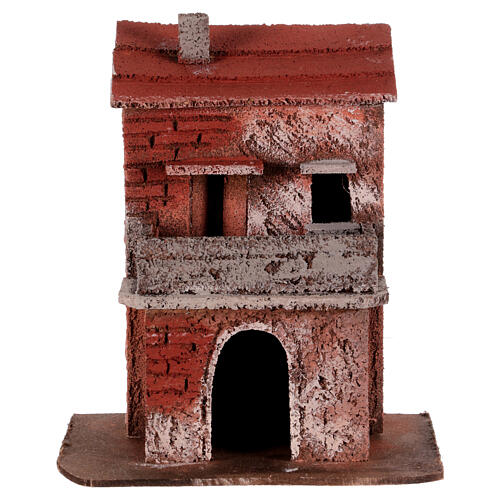 Red cork house for 10-12 cm Neapolitan Nativity Scene with balcony 1