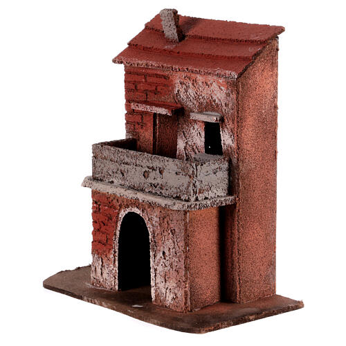 Red cork house nativity scene 10-12 cm Neapolitan balcony 2