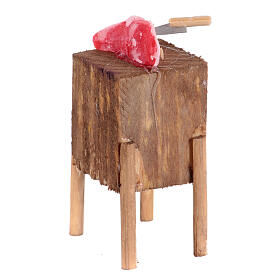 Butcher's block with steak for 10-12 cm Neapolitan Nativity Scene, 5x5x5 cm
