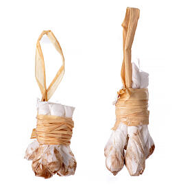 Pair of bunches of garlic hanging decoration 5 cm Neapolitan nativity scene