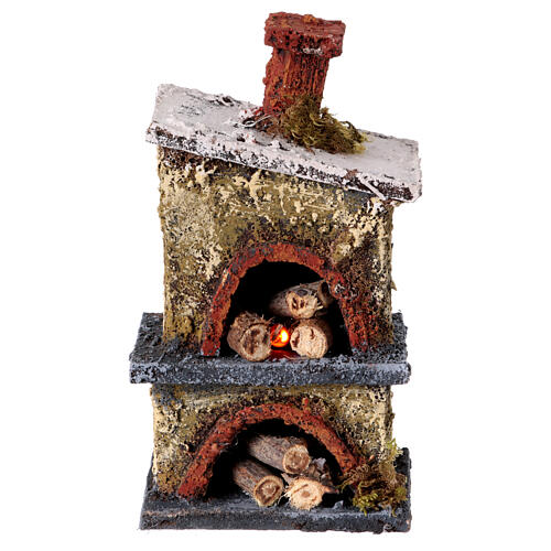 Wood-fired oven with Neapolitan nativity scene setting 8-10 cm, height 12 cm, green 1
