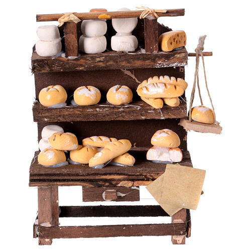 Banchetto presepe 10 cm napoletano formaggi assortiti pane dimensioni 15x15x5 cm 1