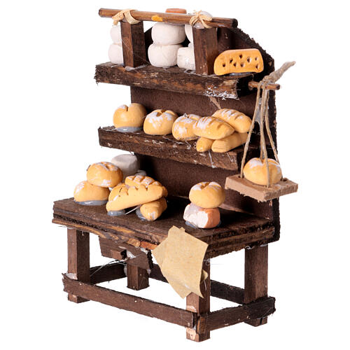 Banchetto presepe 10 cm napoletano formaggi assortiti pane dimensioni 15x15x5 cm 2
